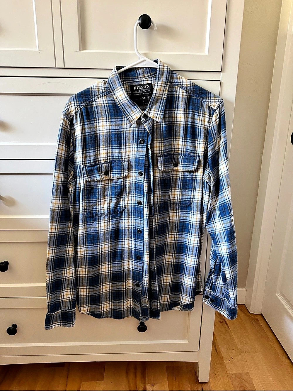 Filson Vintage Flannel Work Shirt Men's Plaid Cotton Shirt Medium